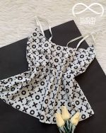لباس خواب تاپ شورتک بوگاتی طرح LV